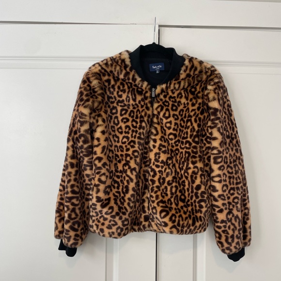 Splendid Faux Fur Leopard Jacket Sz Large - Picture 2 of 5